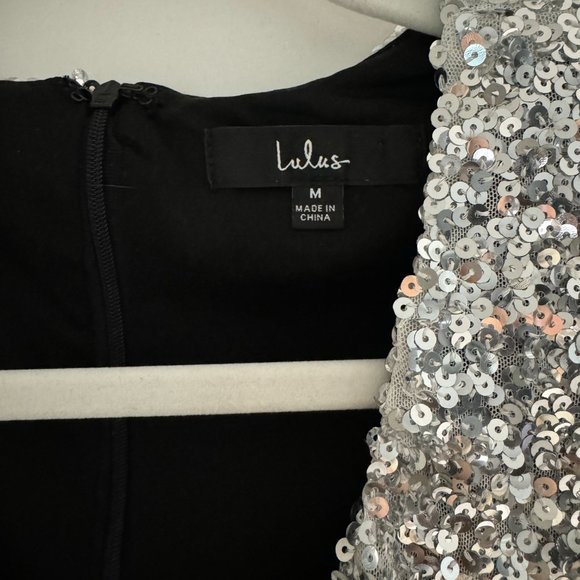 Lulu's "Brand New You" Silver Sequin Bodycon Mini Dress - Picture 2 of 4